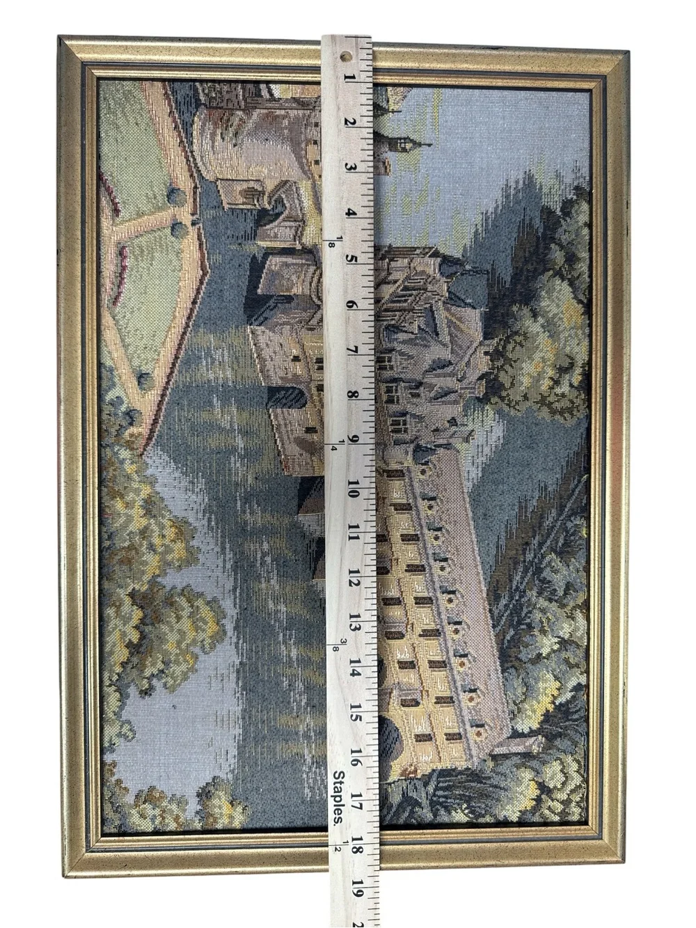 Vintage Framed Chateau de Chenonceau Tapestry Wall Art